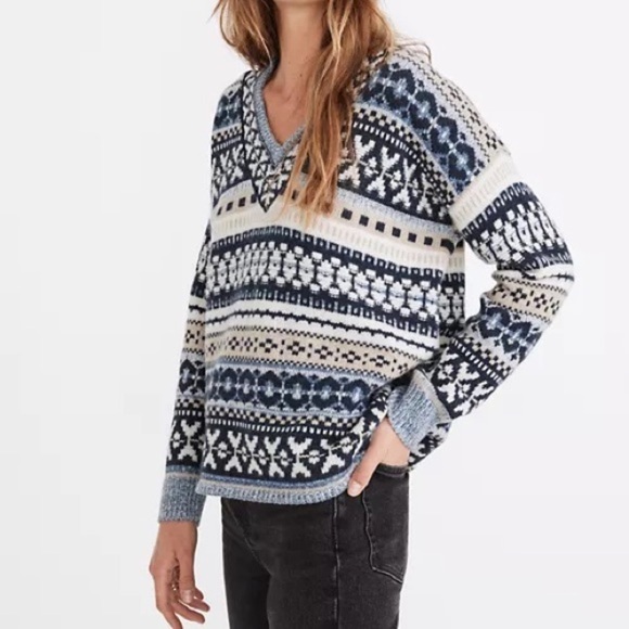 Madewell Forrest Fair Isle V-Neck Sweater - Picture 1 of 7